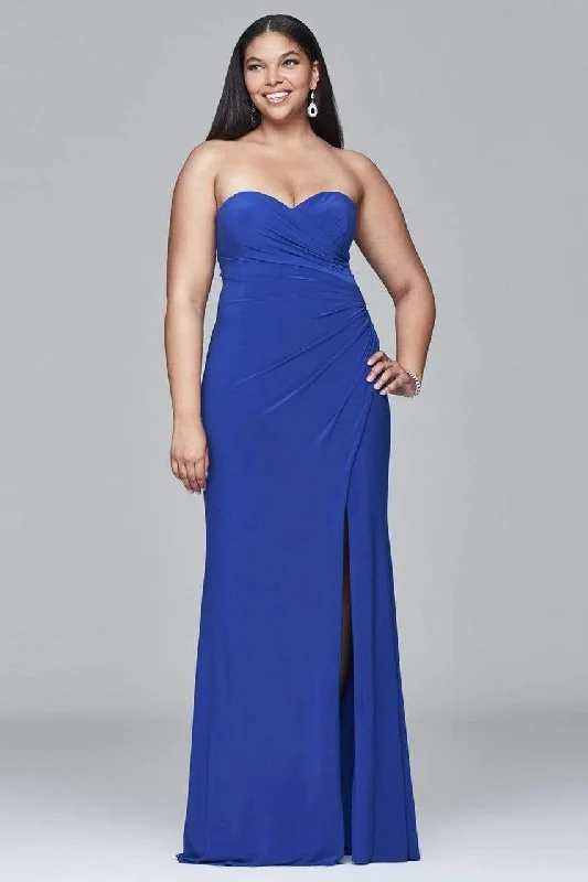 Faviana - Sweetheart Bodice Dress with High Slit 9413 - 1 pc Black In Size 22W Available