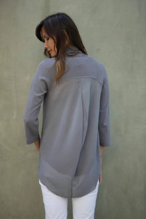 Goddis PRESLEY SHEER-BACK CARDI IN IRON M/L