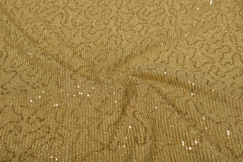 Golden Pleated Lurex Knit Fabric