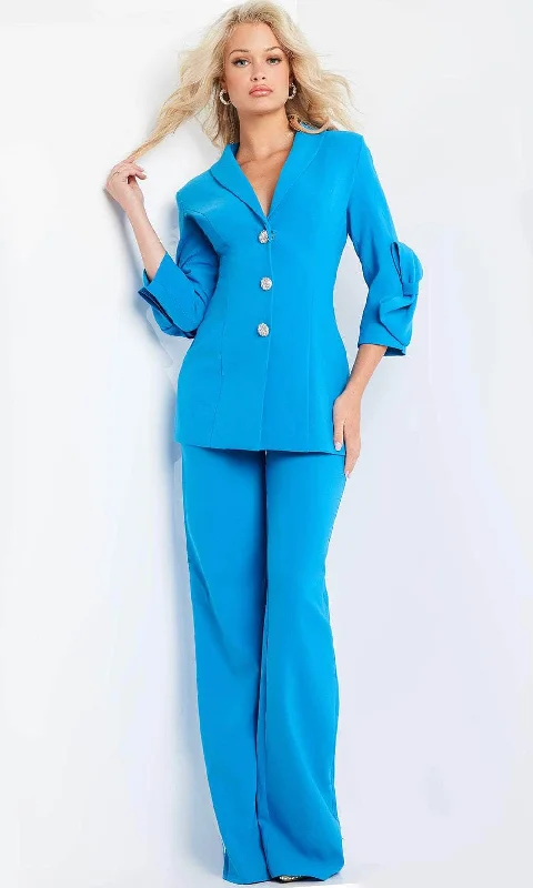 Jovani 09777 - Quarter Sleeve Bow Accent Pant Suit