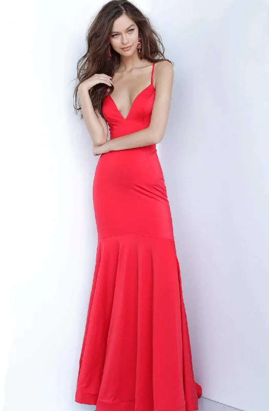 JVN by Jovani - JVN00964 Plunging V-neck Trumpet Dress