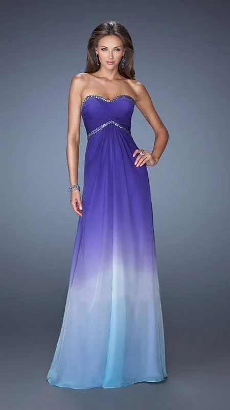 La Femme - Embellished Sweetheart Dress in Purple/Blue 19652