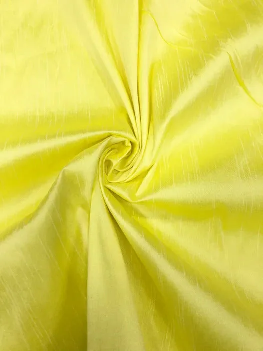 Lemon Yellow Plain Bangalore Raw Silk Fabric