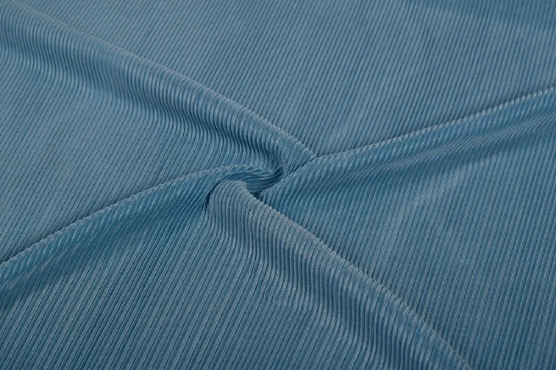 Light Blue Plain Pleated Knit Fabric