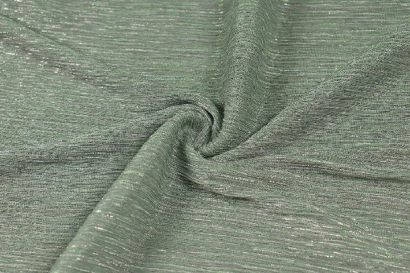 Light Green Pleated Lurex Knit Fabric