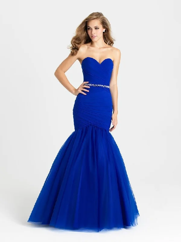 Madison James - 16-354 Ruched Taffeta Mermaid Dress - 1 pc Royal In Size 4 Available