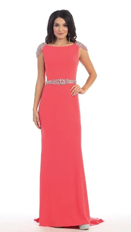 May Queen Bedazzled Bateau Sheath Dress MQ-1156