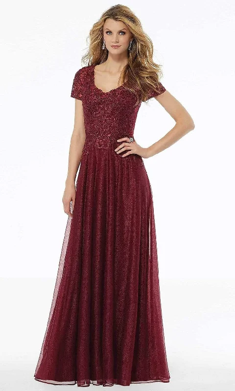 MGNY By Mori Lee - 72116 Bead Embroidered Deep V-neck A-line Dress