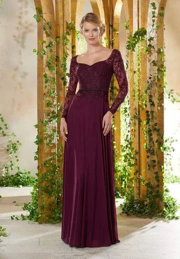 MGNY By Mori Lee - Beaded Embroidered Semi-Sweetheart Dress 71934SC - 1 pc Eggplant In Size 4 Available