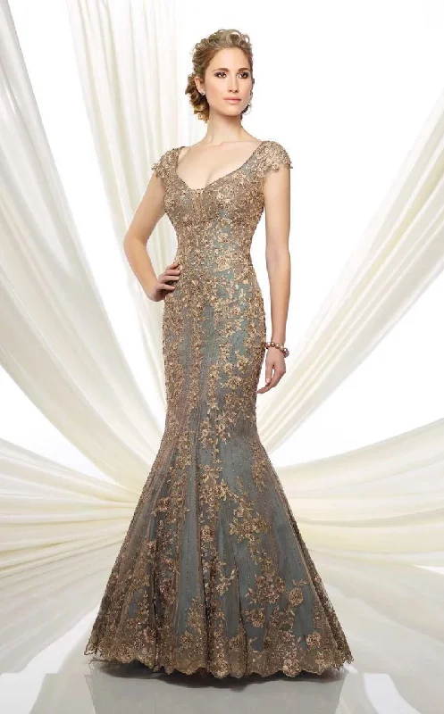 Mon Cheri Dress 216D44 - 1 pc Bronze/Aqua in Size 4 Available