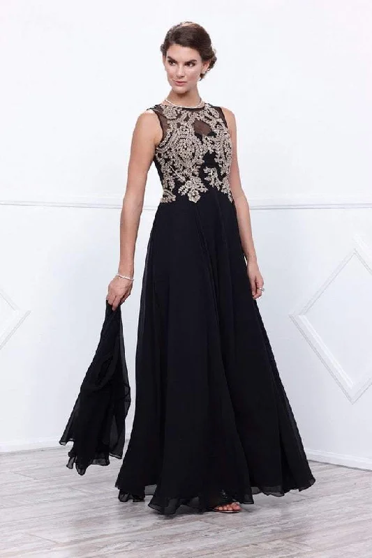 Nox Anabel 5152 Embellished Jewel Neck A-Line Dress