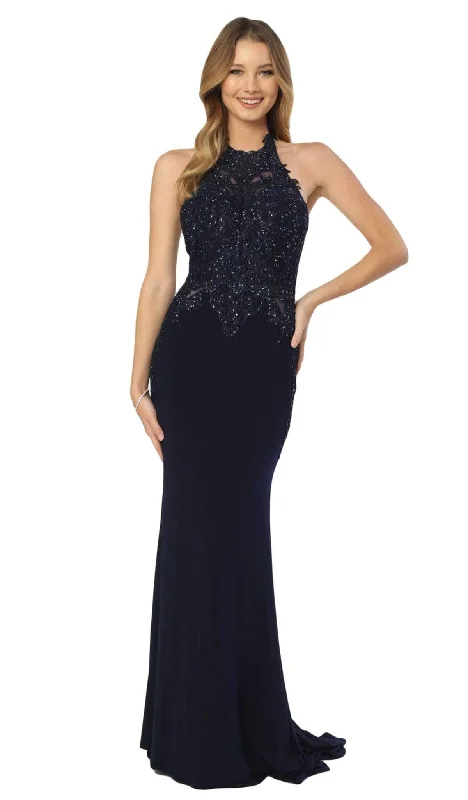 Nox Anabel - A175 Applique Halter Neck Trumpet Dress