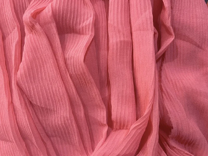 Pink Plain Pleated Georgette Fabric