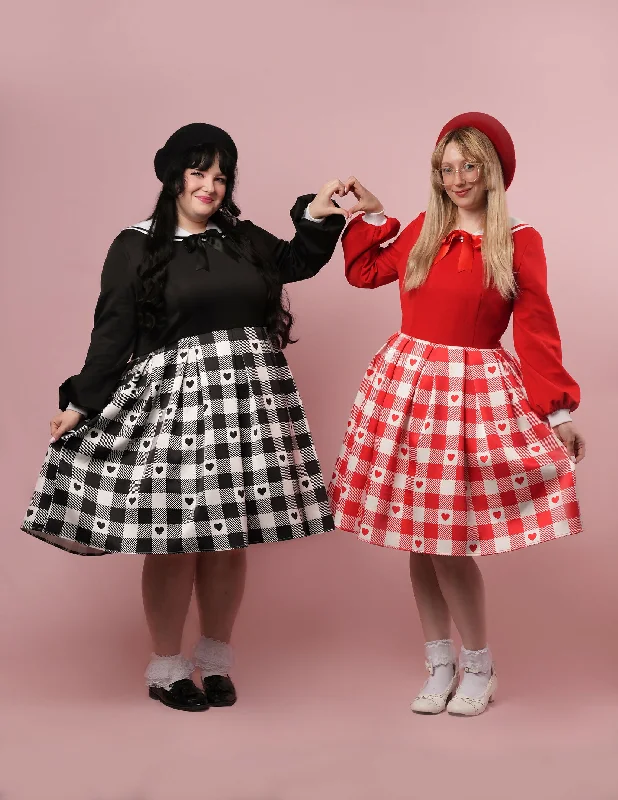 [PRE-ORDER] Lovely Heart Gingham Cutsew Dress