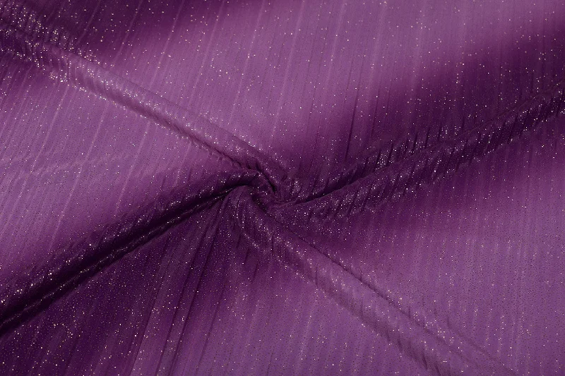 Purple & Light Purple Double Shade Glitter Pleated Knit Fabric