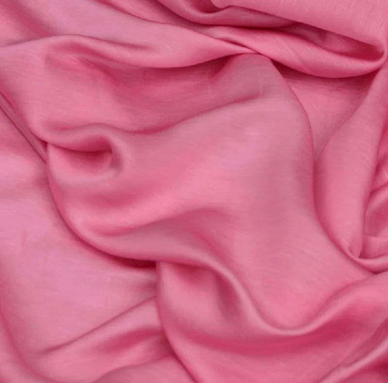 Rose Pink Plain Viscose Linen Satin Fabric