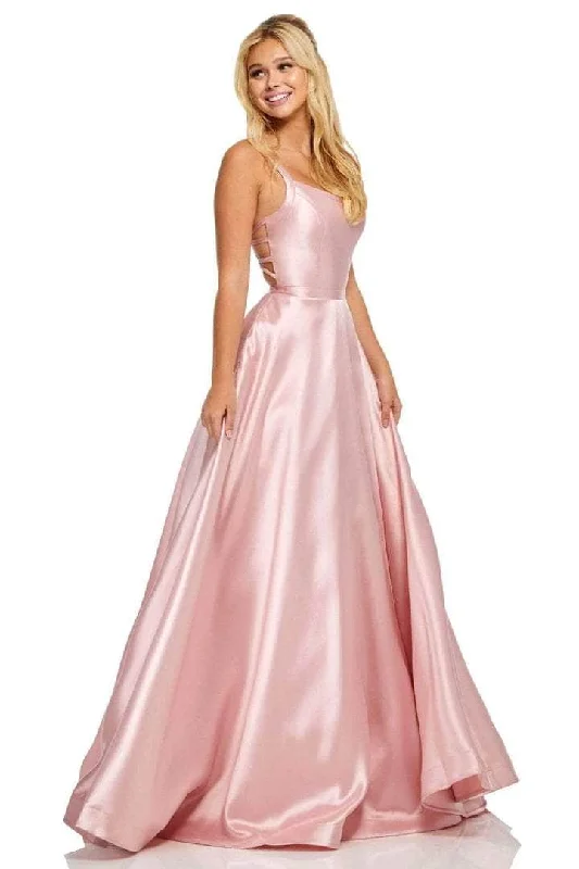 Sherri Hill - Strappy Back Satin Prom Dress 52715 - 1 pc Blush In Size 2 Available