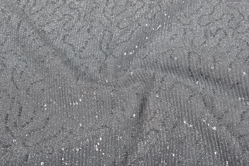 Silver Pleated Lurex Knit Fabric