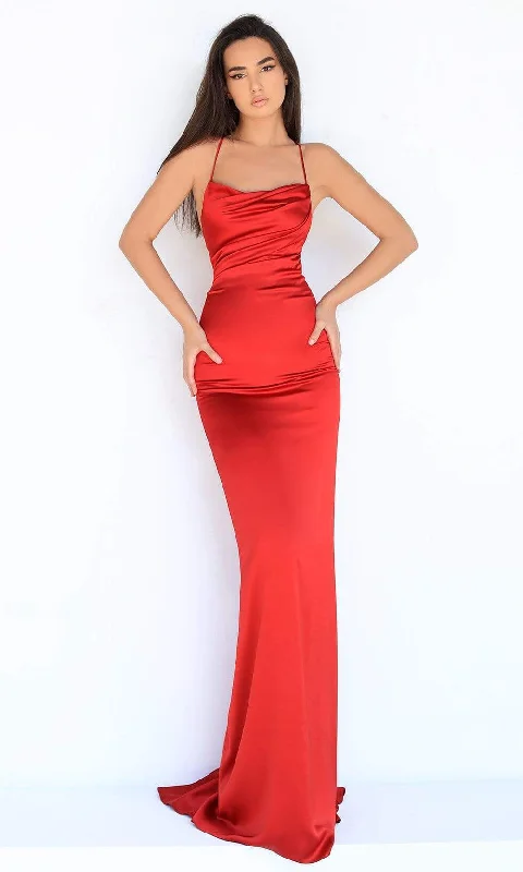 Tarik Ediz - 50852 Halter Neck Ruched Simple Prom Sheath Dress