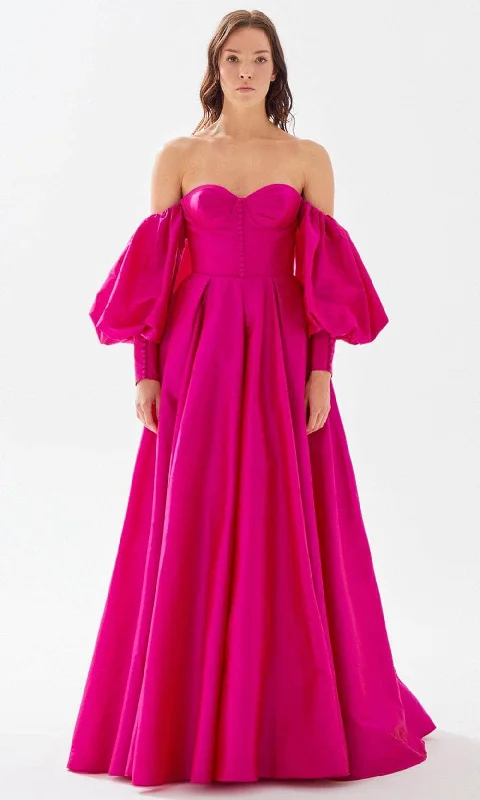 Tarik Ediz 52010 - Puff Sleeve Sweetheart Prom Dress