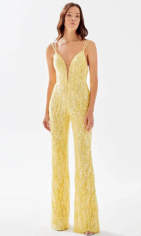 Tarik Ediz 52092 - Fitted Bod Beaded Jumpsuit