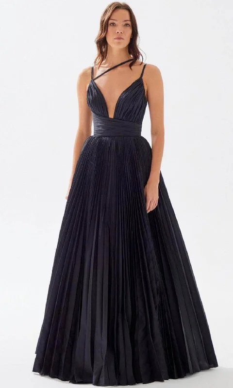 Tarik Ediz 52103 - Strap-Ornate Pleated Prom Dress