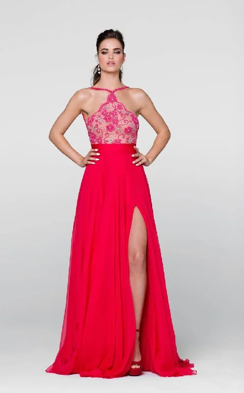 Tarik Ediz - Jeweled Halter Neck Dress 50088