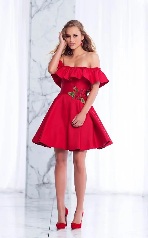 Tarik Ediz - Off-Shoulder A-line Dress 50033