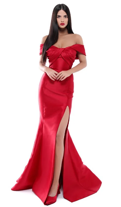 Tarik Ediz - Pleated Off-Shoulder Mermaid Dress 50448