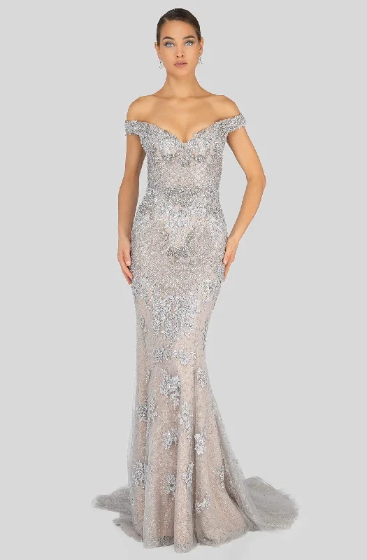 Terani Couture - 1913GL9586 Embellished Off-Shoulder Trumpet Dress