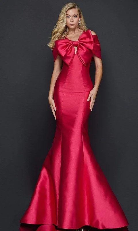 Terani Couture - 2012E2279 Bow Accented Mermaid Dress With Train