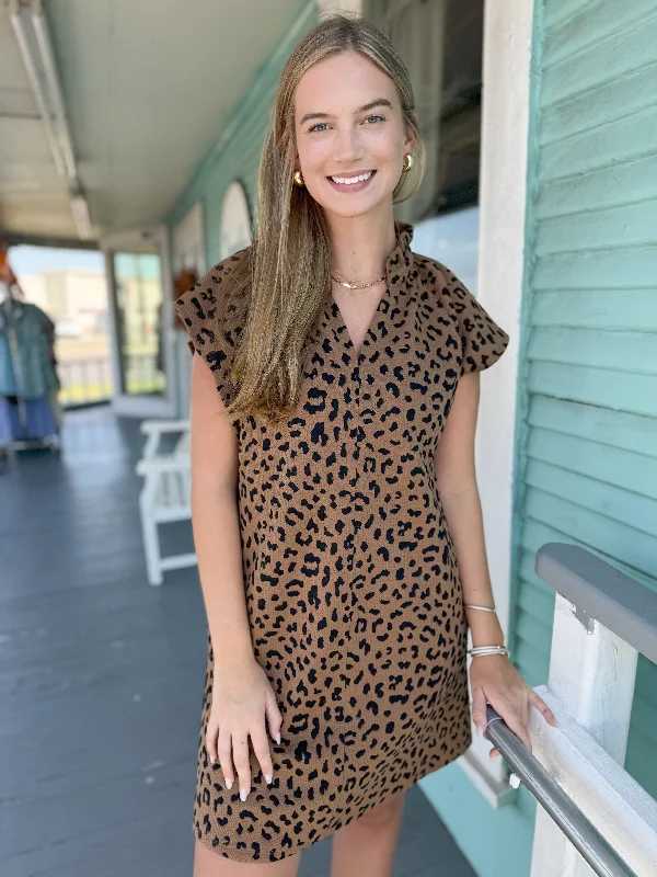 (THML) The Prince Leopard Textured Dress