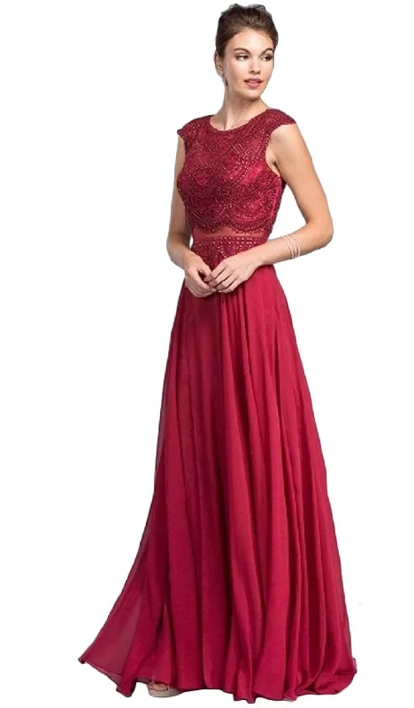 Trevi Collection - Mock Two Piece Jewel Embroided A-line Prom Dress