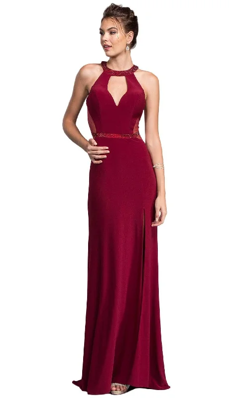 Trevi Collection - Ornate Halter Sheath Prom Dress