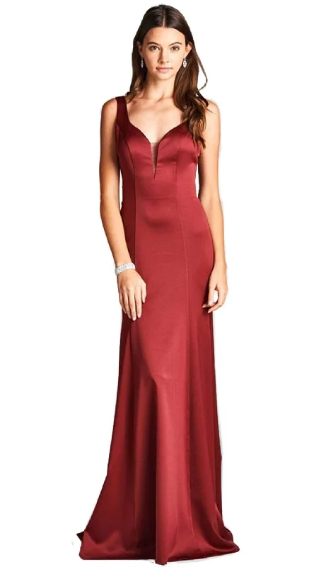 Trevi Collection - Sheer V-Neck Sleeveless Affordable Prom Dress