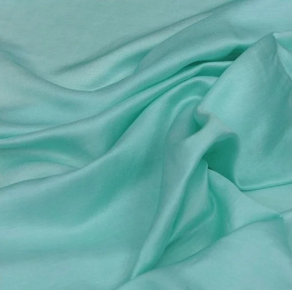 Turquoise Plain Viscose Linen Satin Fabric