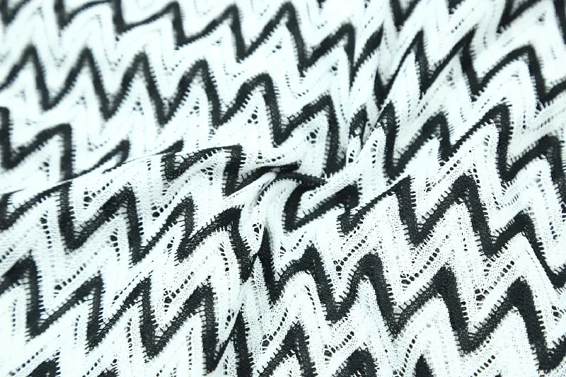 White & Black Fancy Knit Fabric