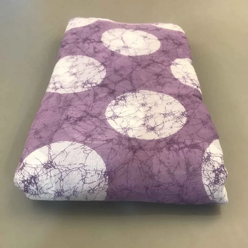 White Circle Lavender Cotton Voile Fabric