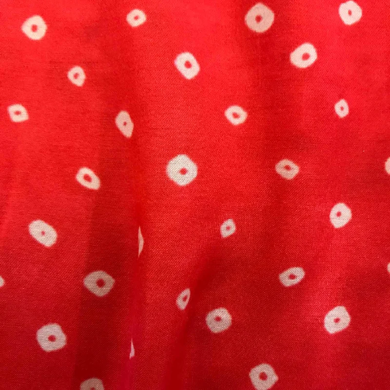 White Dots Dark Red Modal Silk Fabric