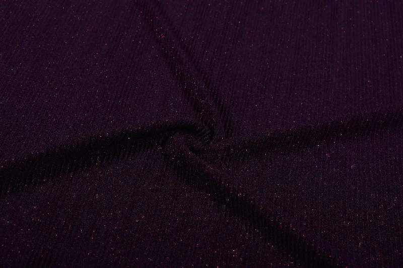 Wine Pleated Glitter Knit Fabric