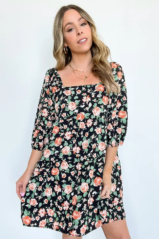 Darling Whimsy Floral Print Puff Sleeve Dress - FINAL SALE