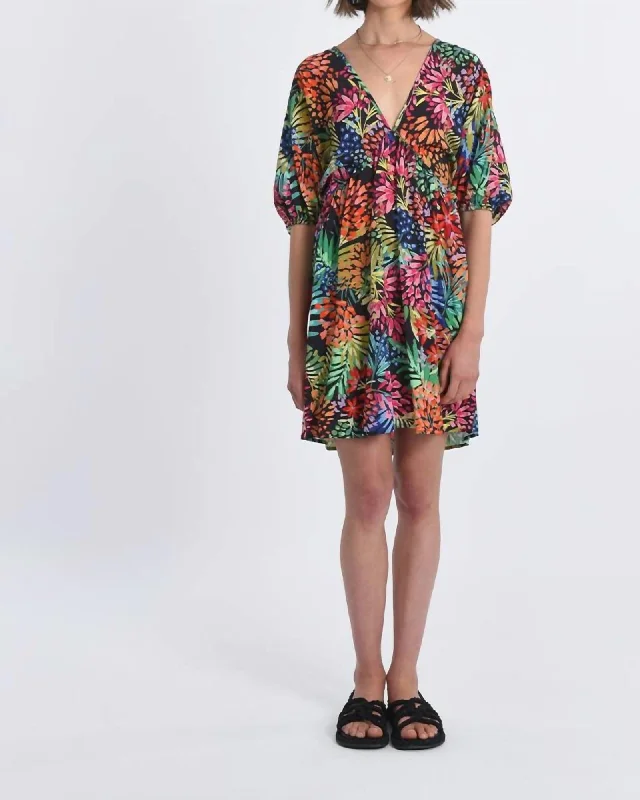 Ladies V-Neck Printed Dress In Mareva | Mareva