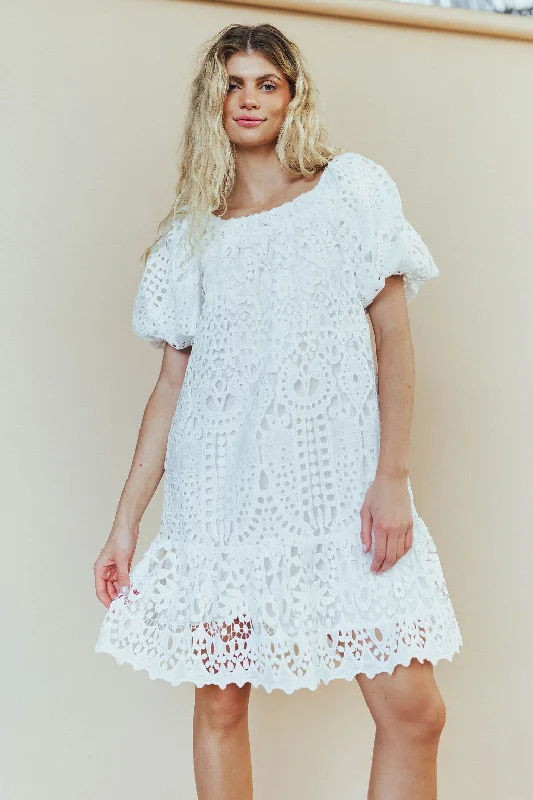 Lucky Lace Dress In White