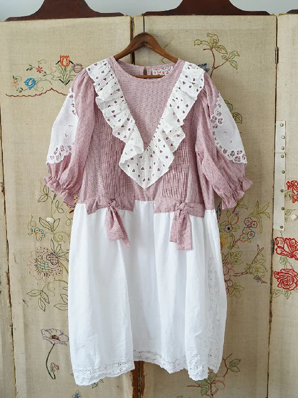 Unlogical Poem Vintage Style Lace Pacthwork Pink Dress