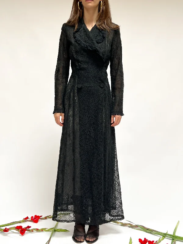 1940s Black Lace Gown (S)