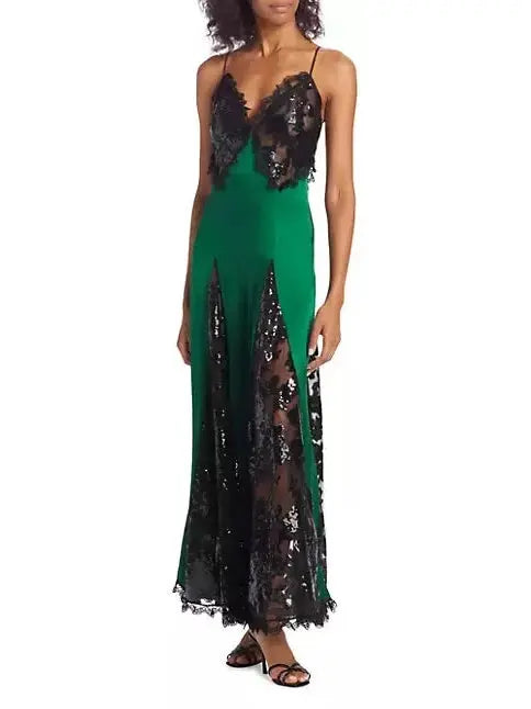 Sequin & Lace-Embellished Gown