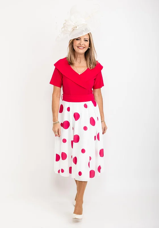 Coco Doll Polka Dot Skirt Midi Dress, Fuchsia