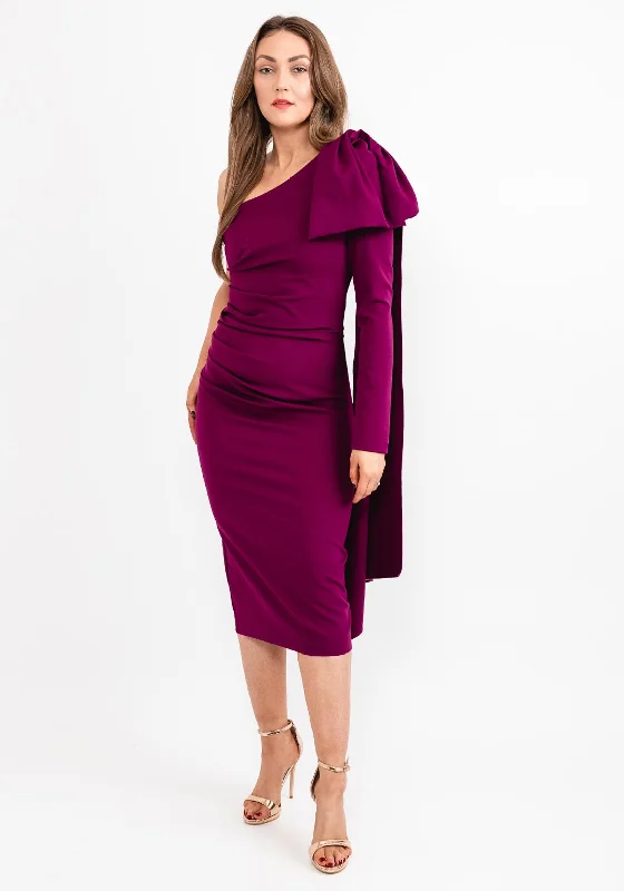 Kevan Jon Krystle One Sleeve Midi Dress, Mulberry