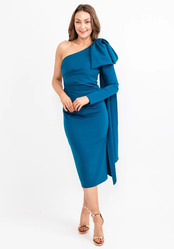 Kevan Jon Krystle One Sleeve Midi Dress, Teal