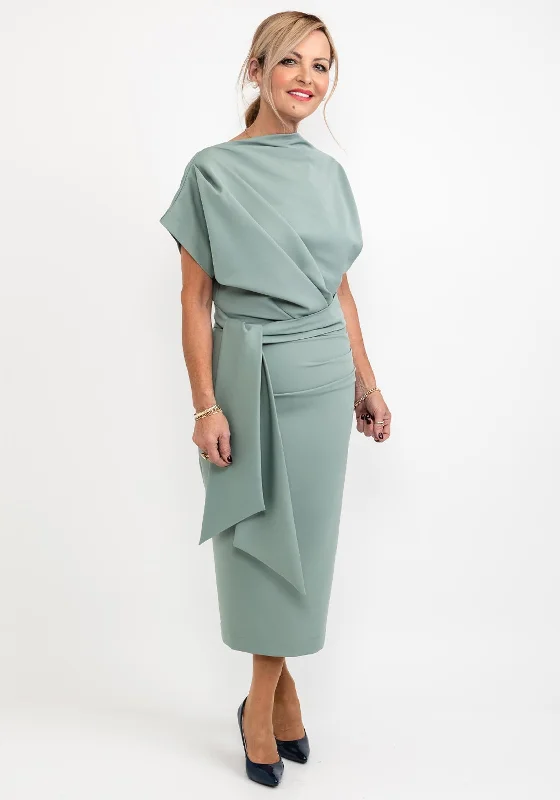 Kevan Jon Poppy Tie Midi Dress, Sage